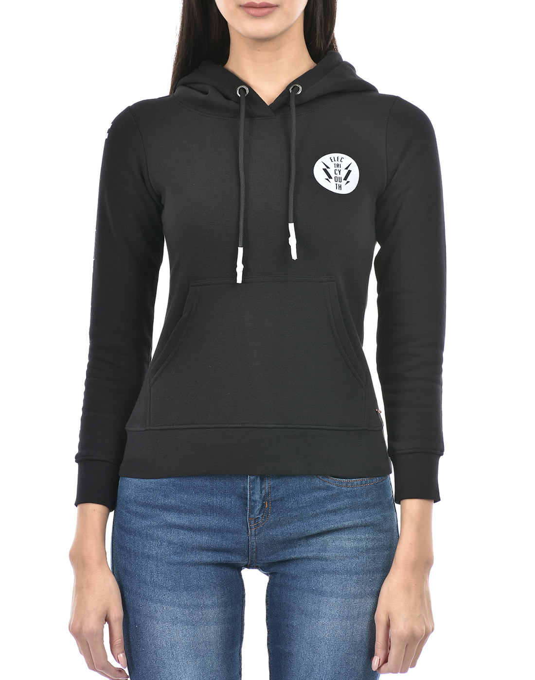 Numero Uno Women Abstract Black Sweat Shirt